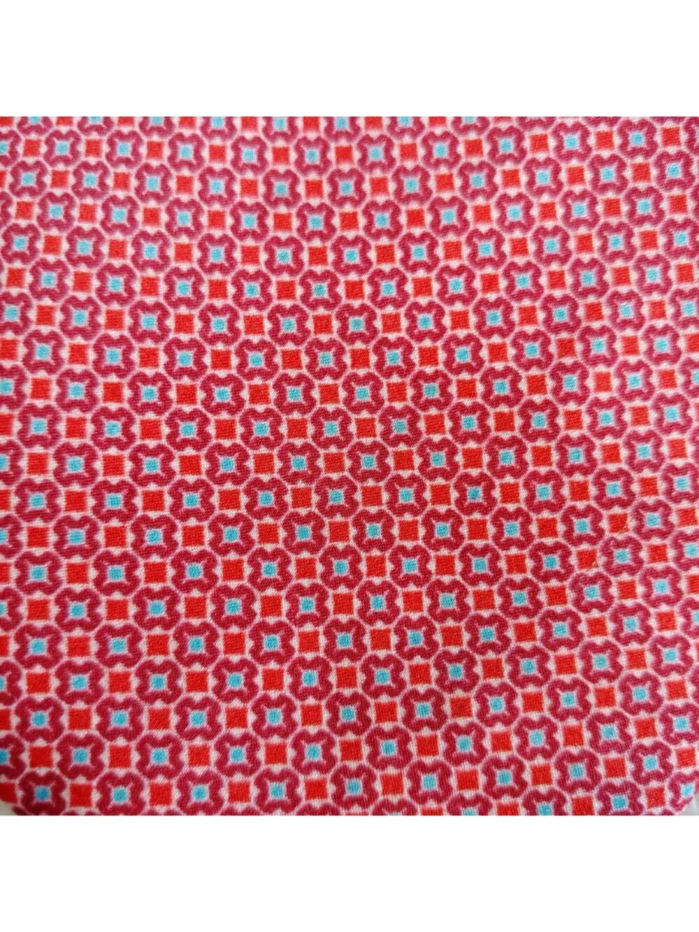 Brioni Silk Tie Raspberry Coral Geometric Neat Foulard Medallion Made in Italy
